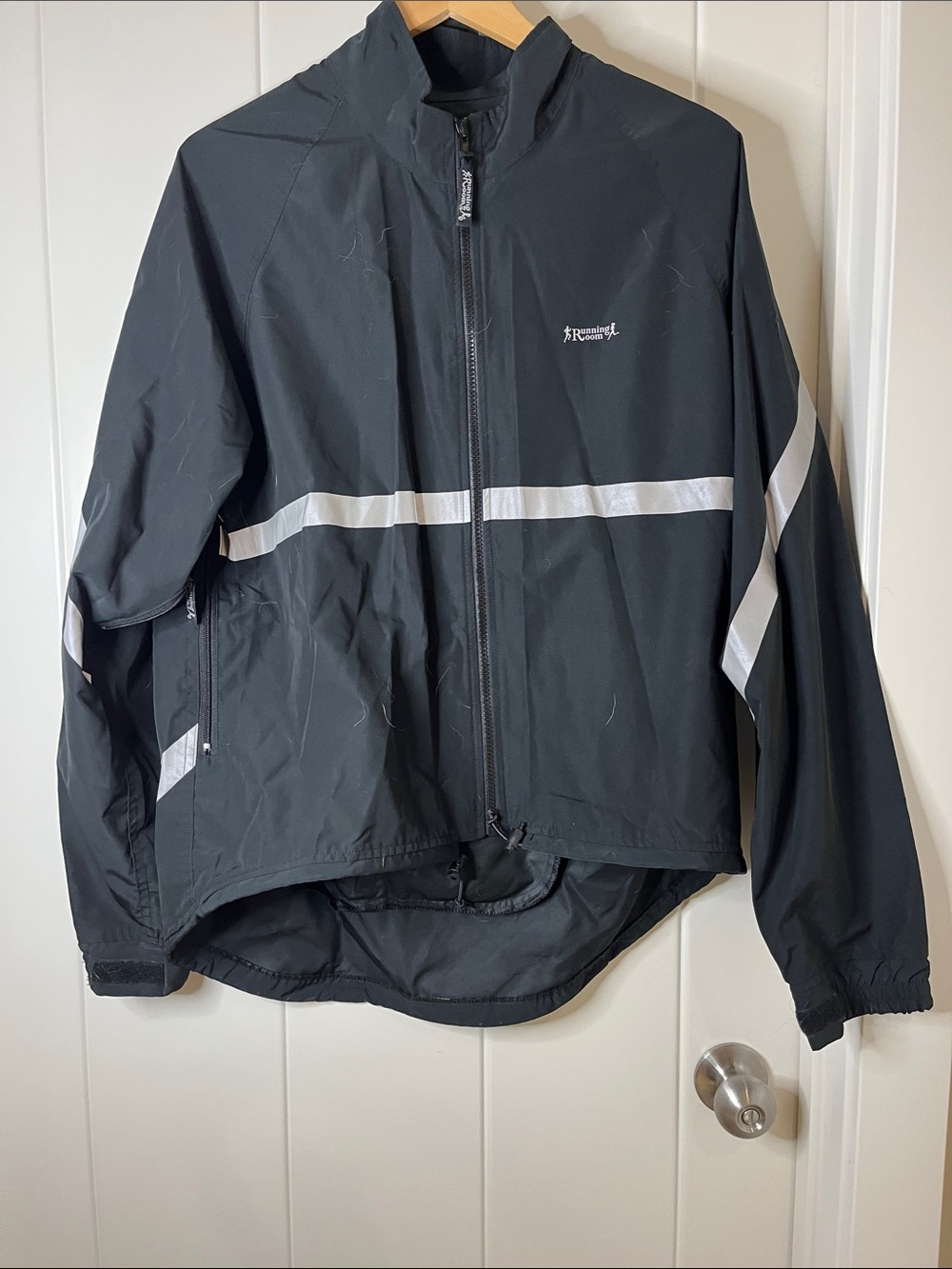 The Running Room Black Running Jacket with Reflective Stripes